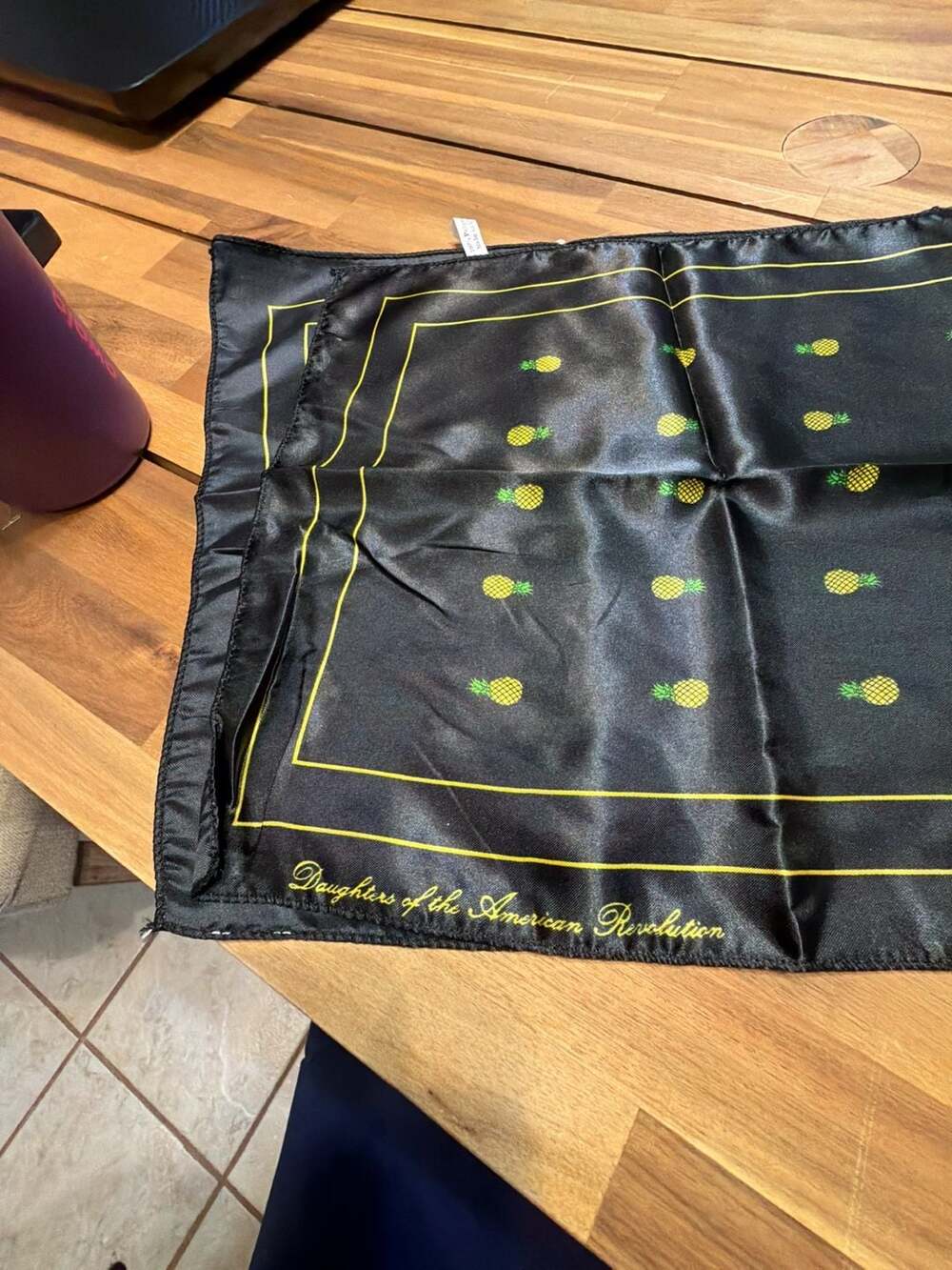 Daughters of the American Revolution Black and Yellow Pineapple  Scarf